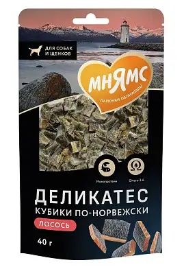 Мнямс Деликатес лакомство для собак Кубики по-норвежски