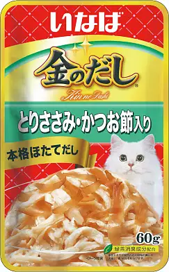 Inaba Киннодаси влажный корм для кошек куриное филе и кациобуси в желе (пауч)